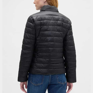 Custom Women's Lightweight Bubble Black Puffer Jacket <b>Winter</b> <b>Quilted</b> Nylon Coat Custom Logo Fashion Outerwear - Product Image 3