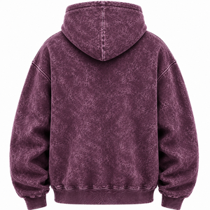 Cagoule à fermeture éclair intégrale surdimensionnée personnalisée pour homme, style streetwear, délavée à l'acide, hiver, 100% coton, polaire épaisse, écologique - Product Image 6
