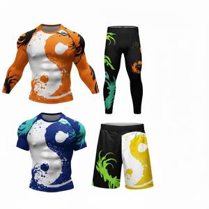 Ensemble de vêtements de combat MMA avec manches longues antibactériennes et leggings imprimés numériquement - Product Image 2