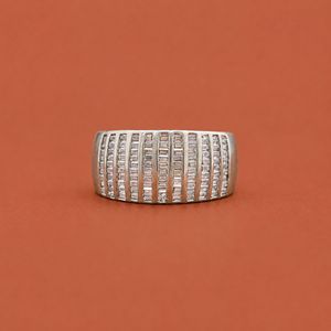 S925 Sterling <b>Silver</b> Channel Set Baguette Moissanite Diamond Band Wide Wedding <b>Ring</b> <b>Men</b> - Product Image 1