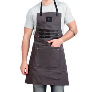 Tablier en cuir véritable de style vintage, multi-poches, pour barbecue, cuisine, soudure, atelier, cuir véritable de qualité supérieure, sangle réglable - Product Image 2