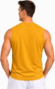 STELLAR STR-MV07 Yellow Tank Top <b>Men's</b> Casual <b>Vest</b> Breathable Plain Dyed <b>White</b> 100% Cotton Knitted 120g O-Neck Silk Screen - Product Image 3