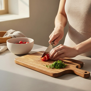 Planche à fromage de luxe en bois d'acacia de grande taille avec poignée |   Planche à découper et à servir écologique pour la cuisine et les cadeaux - Product Image 2