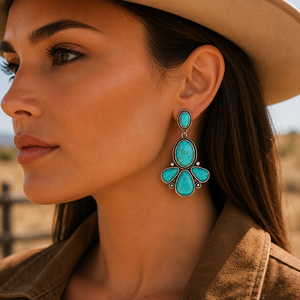 Pendientes Colgantes de Piedras Preciosas Estilo Turquesa Occidental, Joyería Boho Vaquera del Suroeste - Product Image 5