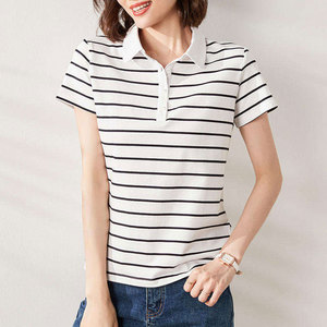 Chemises polo pour femmes respirantes de qualité supérieure à ourlet incurvé - Mélange de coton doux, coupe ajustée, disponibles en plusieurs couleurs pour un style décontracté - Product Image 3