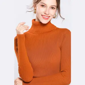 2023 Otoño/Invierno Top cuello alto manga larga underlay suéteres Slim Fit negro pulóver interior lana prendas de punto cuello alto para mujeres