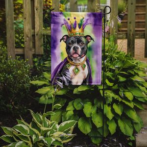 Multicolor Staffordshire Bull Terrier King Mardi Gras Garden Flag Buzón decorativo Patio Banner para camas de flores Obra de arte - Product Image 2
