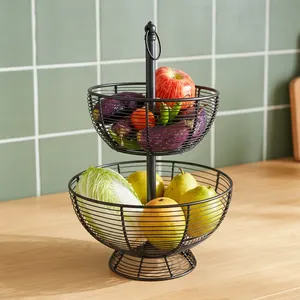 2-Tier Metal Black Wire Multipurpose Detachable Kitchen Storage <b>Basket</b> for Fruits <b>Vegetables</b> Snacks & Counter Organizer - Product Image 4