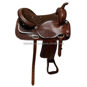 La silla de montar a caballo marrón oscuro Western Pleasure Trail de cuero genuino hecha a mano más vendida disponible a granel a precio al por mayor - Product Image 1