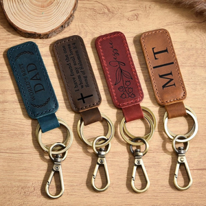 Personalized Leather Keychain Engraved <b>Key</b> Holder Custom Name Keychain Gift for Mom Dad Best Friend Christmas Gift - Product Image 3