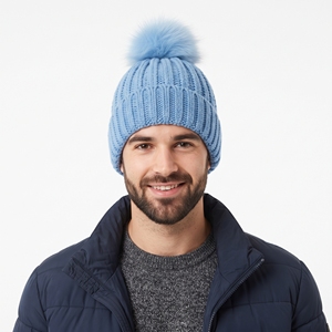 Bonnet côtelé unisexe doux et chaud en tricot épais avec pompon pour l'hiver et les activités extérieures par temps froid - Product Image 1