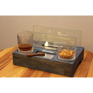 Cendrier de bureau en bois avec porte-verres et fente pour cigares, design minimaliste pour usage domestique - Product Image 6