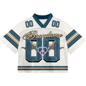 Brandame American Football Jersey Women's V-Neck <b>Mesh</b> Short Sleeve Custom Printed Sportswear Breathable All Seasons - Product Image 4