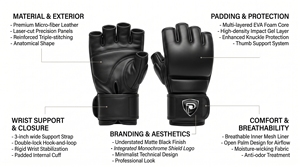 ถุงมือ MMA Dumela EVO สีดำด้าน หนังทนทาน ระบายอากาศได้ดี อุปกรณ์ป้องกันสำหรับการฝึกซ้อม ใช้ได้ทุกฤดู - Product Image 5