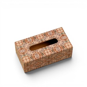 กล่องใส่กระดาษทิชชูไม้พิมพ์ลายทำมือ กล่องเก็บกระดาษทิชชูตกแต่ง - Product Image 2