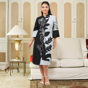ชุดเดรสสั้นผ้าลินินเนื้อนุ่มสำหรับผู้หญิงที่สง่างาม - Product Image 1