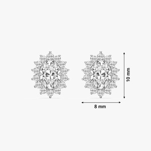 Pendientes de Diamantes Cultivados en Laboratorio con Halo Ovalado de Diseño Moderno en Oro Blanco de 14K, Marca HIPHOPSTAR, Certificados por IGI - Product Image 4