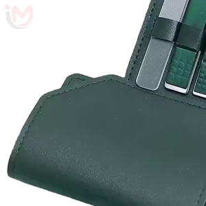 Kit de manucure classique 3 en 1 en acier inoxydable avec étui portable en cuir vert pour adultes - Product Image 2