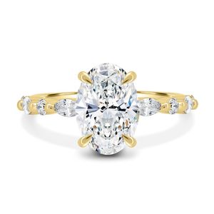 Luxury Oval Cut Diamond Solitaire Halo Ring For Women 3.01CT Lab Grown With 18K Solid Gold Wedding <b>Party</b> Gift For Partner - Product Image 5
