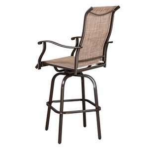 2pcs Brown Wrought Iron Swivel Bar Chair Comfortable Patio Swivel Bar Stools (ONLY Chair) - Product Image 6