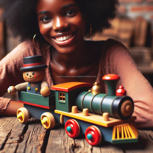 โมเดลรถขนของเล่นรถไฟไม้ของเล่นแบบใช้มือดันรถไฟของเล่นสำหรับเด็กชายหญิง1-3ปี - Product Image 2