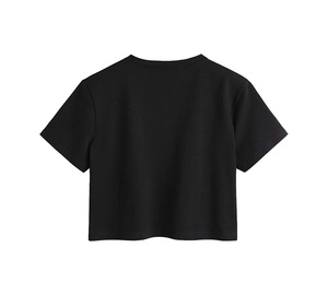 Custom Logo Printed Casual Girls O-Neck Short Sleeve Slim Fit Cotton/Spandex Jersey Eco-Friendly Floral <b>Crop</b> <b>Top</b> Wholesale - Product Image 5