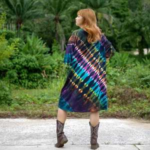 Premium Quality Women's <b>Kaftan</b> Dress Casual <b>Summer</b> Boho Style Tie-Dye V-neck Slit Long Wear Straight Silhouette Evening Swim - Product Image 3