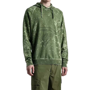 Sweat à capuche surdimensionné vert vintage pour homme, personnalisé, délavé à l'acide, en coton épais, effet vieilli, OEM - Product Image 5