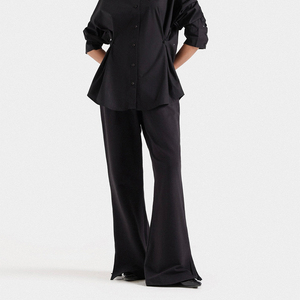Pantalon évasé OEM pour femme, taille élastique, streetwear, respirant, en molleton, épais, chaud, de haute qualité, pour la course et le jogging - Product Image 3