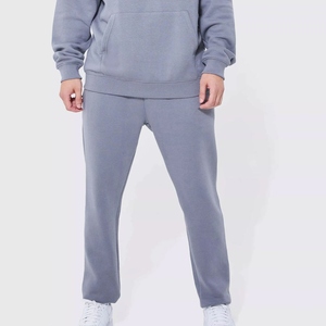Men's Blue Hooded Sweatshirt And Joggers <b>Set</b> Casual Solid Color <b>Knitted</b> Cotton Tracksuit Autumn Wear - Product Image 5