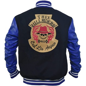 MS Men's Customized Embroidery <b>Sticker</b> Wool Body With Cow Hide Leather Sleeves Letterman Jacket - Product Image 6