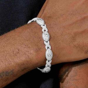 Pulsera de eslabones de lujo con moissanita VVS, estilo Hip Hop, de plata de ley 925, con incrustaciones de moissanita, que pasa la prueba del diamante, para hombre - Product Image 3