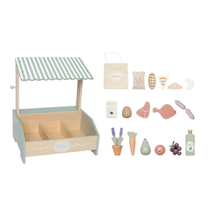 ชุดของเล่นจำลองตลาดขายของสำหรับเด็ก ทำจากไม้ MDF สีเขียวพาสเทล พร้อมอุปกรณ์เสริมสำหรับเล่นบทบาทสมมติ ขายส่ง - Product Image 1