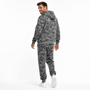 Survêtement à capuche camouflage pour homme, veste zippée longue avec poches latérales, coupe classique, style décontracté, style automne - Product Image 2