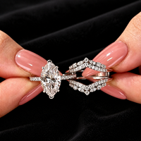 Bague personnalisée en diamant synthétique VVS de qualité supérieure, or blanc, diamant créé en laboratoire, ensemble de bagues de mariage, bijoux fins