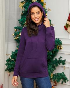 Sweat à capuche surdimensionné pour femme avec technique brodée tenue d'hiver longue longueur couleur unie sweats décontractés poches - Product Image 6