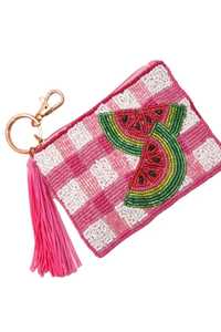 Pochette à monnaie perlée rose clair pour fille, motif cœur, avec fermeture éclair, vente en gros - Product Image 4