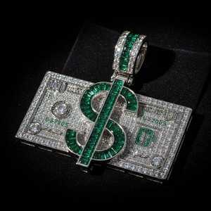 Pendentif Moissanite Iced Out en forme de signe dollar, bijoux hip-hop pour fête, en argent sterling 925, pendentifs et breloques de joaillerie fine - Product Image 6