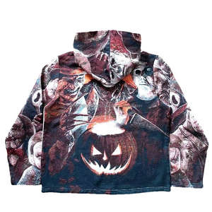 Sweat à capuche tendance pour femme grande taille, motif tapisserie, patchwork anime cool, en coton, avec logo brodé et design doublé, idéal pour le printemps - Product Image 2