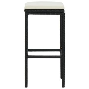 Set di 6 sgabelli da bar con struttura nera e cuscino in rattan PE bianco crema - Product Image 4