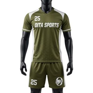 Conjunto de Uniforme de Lacrosse Unisex Verde Oliva y Blanco, Jersey y Pantalones Cortos Deportivos de Poliéster, Uniforme Deportivo Ligero - Product Image 1