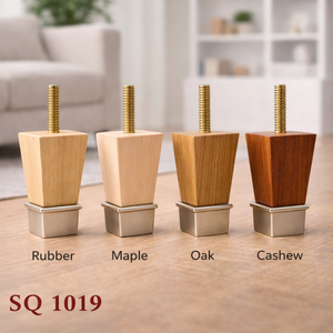 Patas Modernas de Madera para Muebles con Copa Metálica y Férula de Latón, Patas Cónicas de Madera para Sofá, Silla y Gabinete con Tornillo - Product Image 3