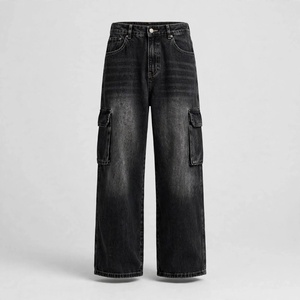 Jeans Cargo de Mezclilla para Hombre, Cintura Media, Corte Regular, Lavado a la Piedra, Desgastado, Tejido de Algodón, Estilo Urbano, para Primavera y Otoño - Product Image 2