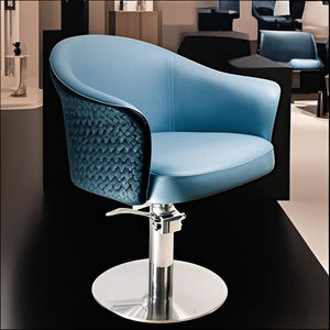 Modern Hydraulic Barber Chair Upholstered Salon Styling Chair <b>Round</b> Base Iron <b>Frame</b> for Barber Shop - Product Image 4