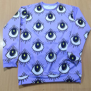Sudadera Unisex con Estampado Completo, Diseño de Ojos Sublimado, Cuello Redondo, Estilo Urbano, Poliéster, OEM ODM - Product Image 3