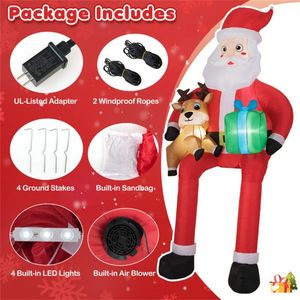 Décoration de Noël gonflable extérieure de 9,5 pieds, Père Noël assis, 4 lumières LED intégrées, polyester 210T, gonflage rapide, décoration de jardin - Product Image 5