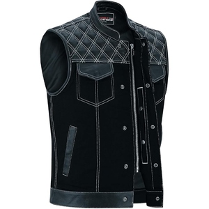 Custom <b>Men's</b> Genuine <b>Leather</b> Motorcycle Club <b>Vest</b> Quilted Biker Riding Waistcoat Premium Cowhide <b>Leather</b> Zip <b>Vest</b> - Product Image 3
