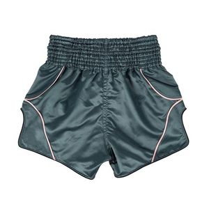 Pantalones Cortos de Boxeo Fair Tex para Hombre/Mujer, Verde Oscuro con Logotipo Rosa en el Frente, Impresión por Transferencia de Calor, Resistentes al Encogimiento, Transpirables, para Artes Marciales - Product Image 2