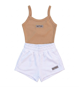 Professional Quality New Design French Terry Cotton Two <b>Pieces</b> Women <b>Set</b> Sleeveless Tank Top <b>2</b> <b>Pieces</b> Short <b>Set</b> Breathable - Product Image 1