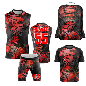 Custom Sublimated 7v7 Team Uniform Set Red Dragon Print Jersey Shorts <b>Backpack</b> Unisex Athletic Wear All Seasons Moisture Wicking - Product Image 1